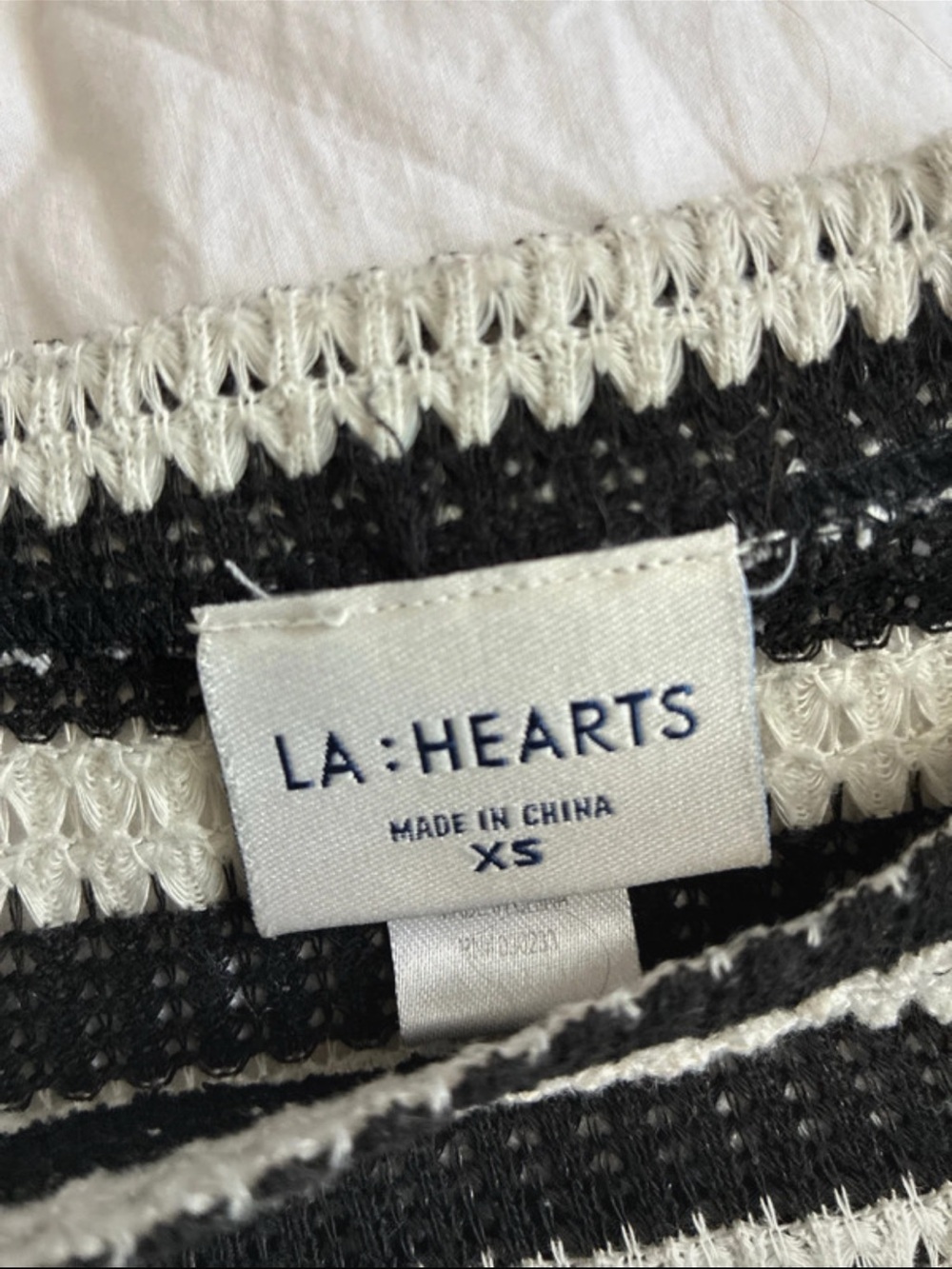 La Hearts Black and White Striped Knit Top